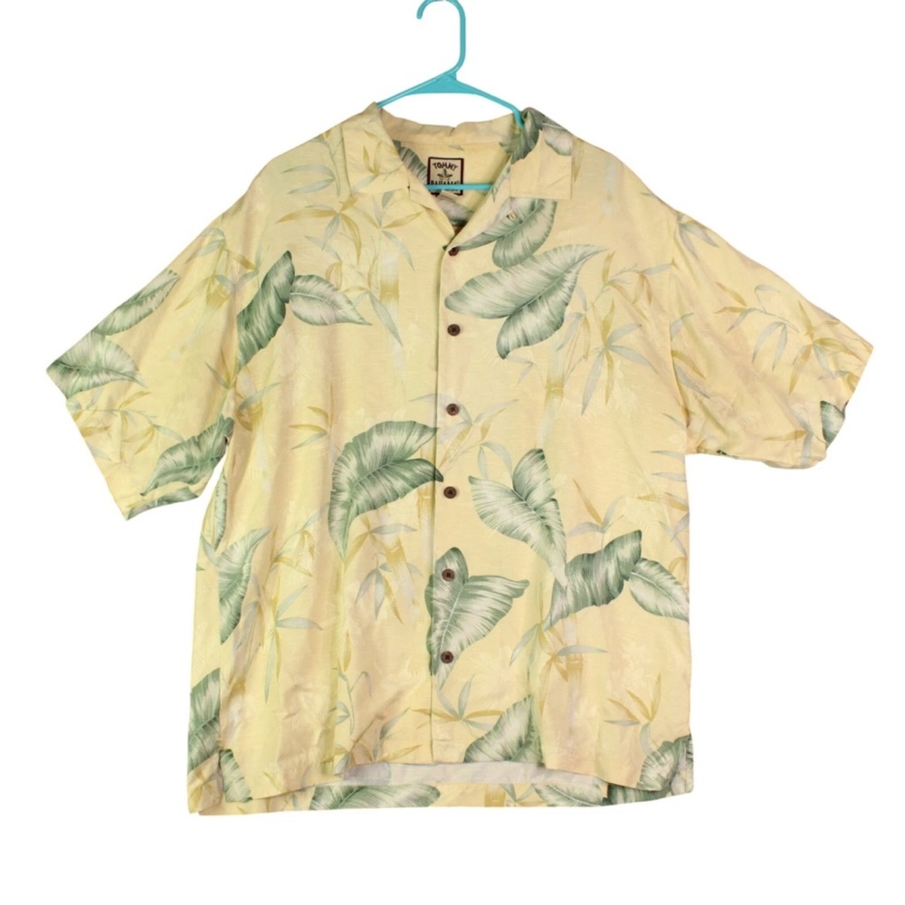 Tommy Bahama Vintage Men Shirt Size Large 100% Silk Hawaii Tropical Short Sleeve